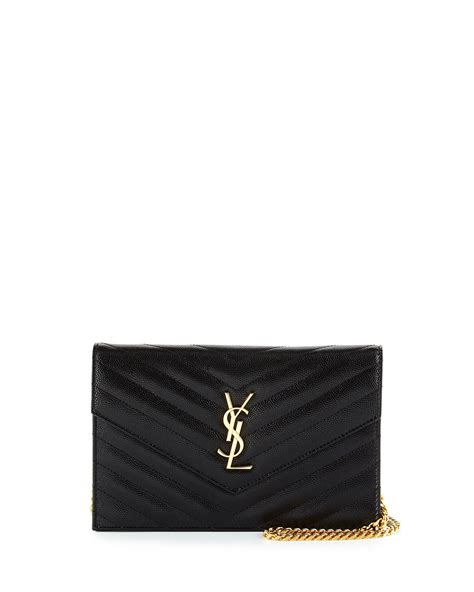 monogram ysl chevron quilted wallet on chain black|ysl wallet on chain small.